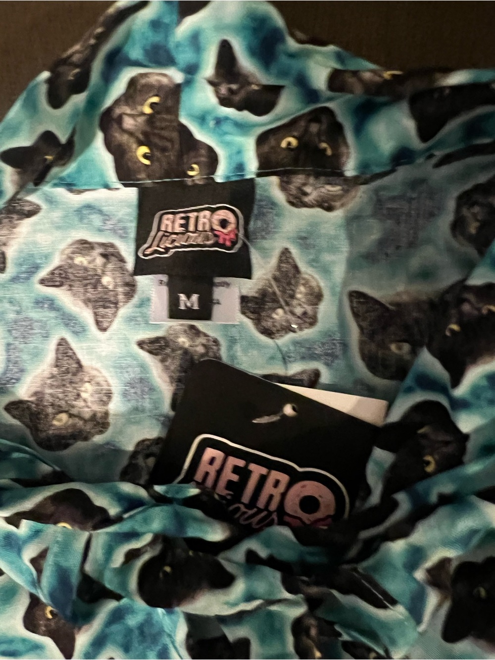 Retrolicious Blue Cat Print top